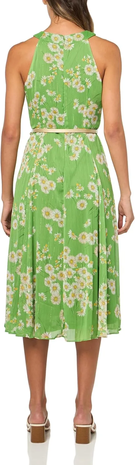 Tommy Hilfiger Women's Sleeveless Halter Neck Fit & Flare Midi Dress
