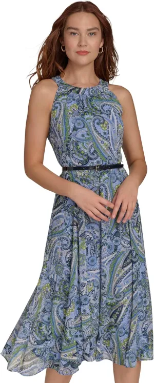 Tommy Hilfiger Women's Sleeveless Halter Neck Fit & Flare Midi Dress