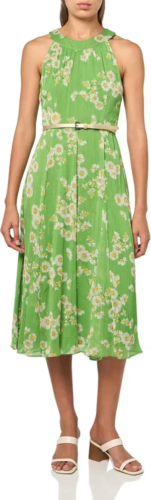 Tommy Hilfiger Women's Sleeveless Halter Neck Fit & Flare Midi Dress
