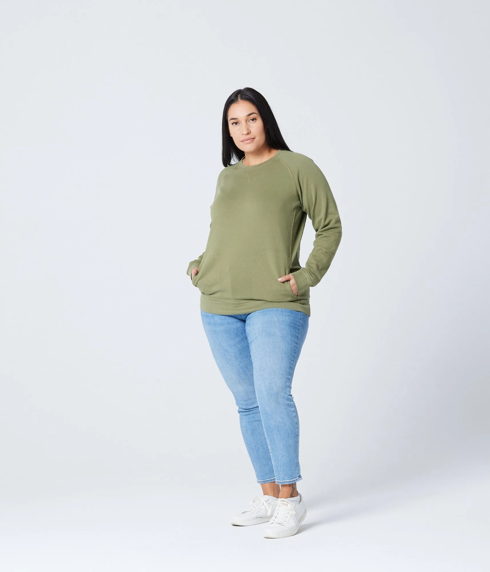 Unisex Pocket Crewneck Sweatshirt - Army