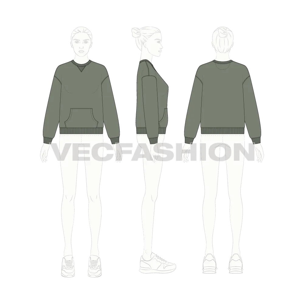 Women's Crew Neck Drop Shoulder Sweatshirt