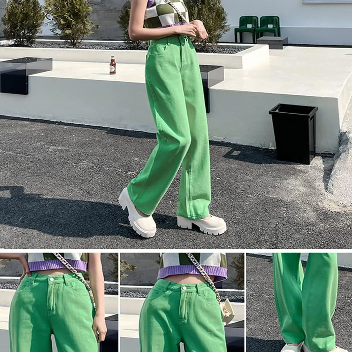Women's High Waisted Straight Wide Leg Loose Fit Baggy Boyfriend Jeans Y2K Denim Pants for Teen Girl