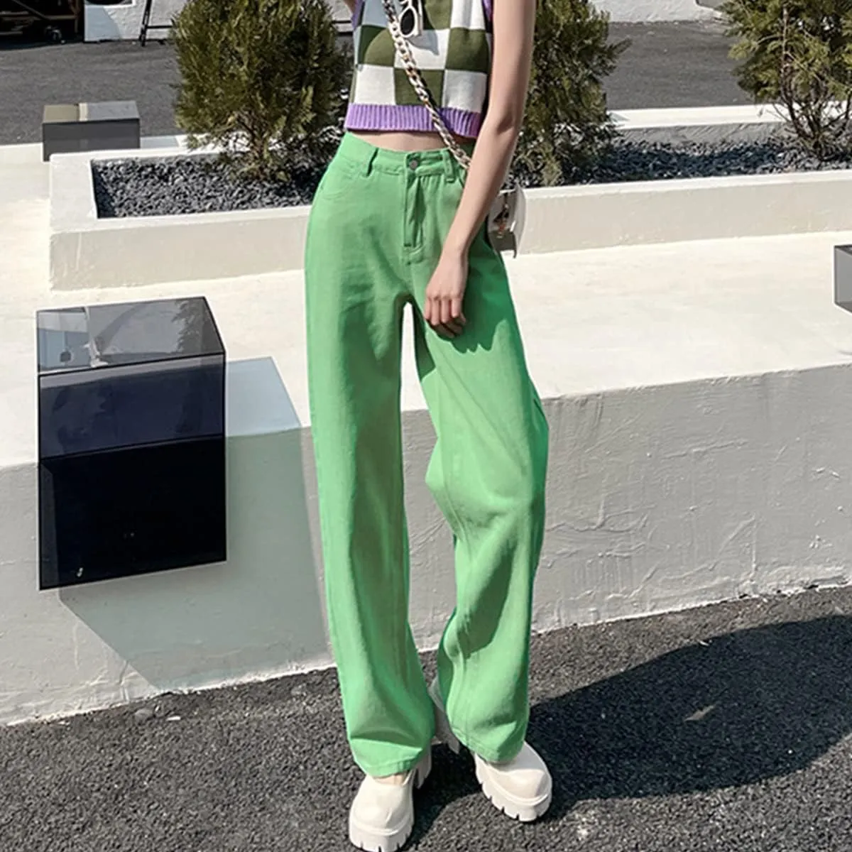 Women's High Waisted Straight Wide Leg Loose Fit Baggy Boyfriend Jeans Y2K Denim Pants for Teen Girl