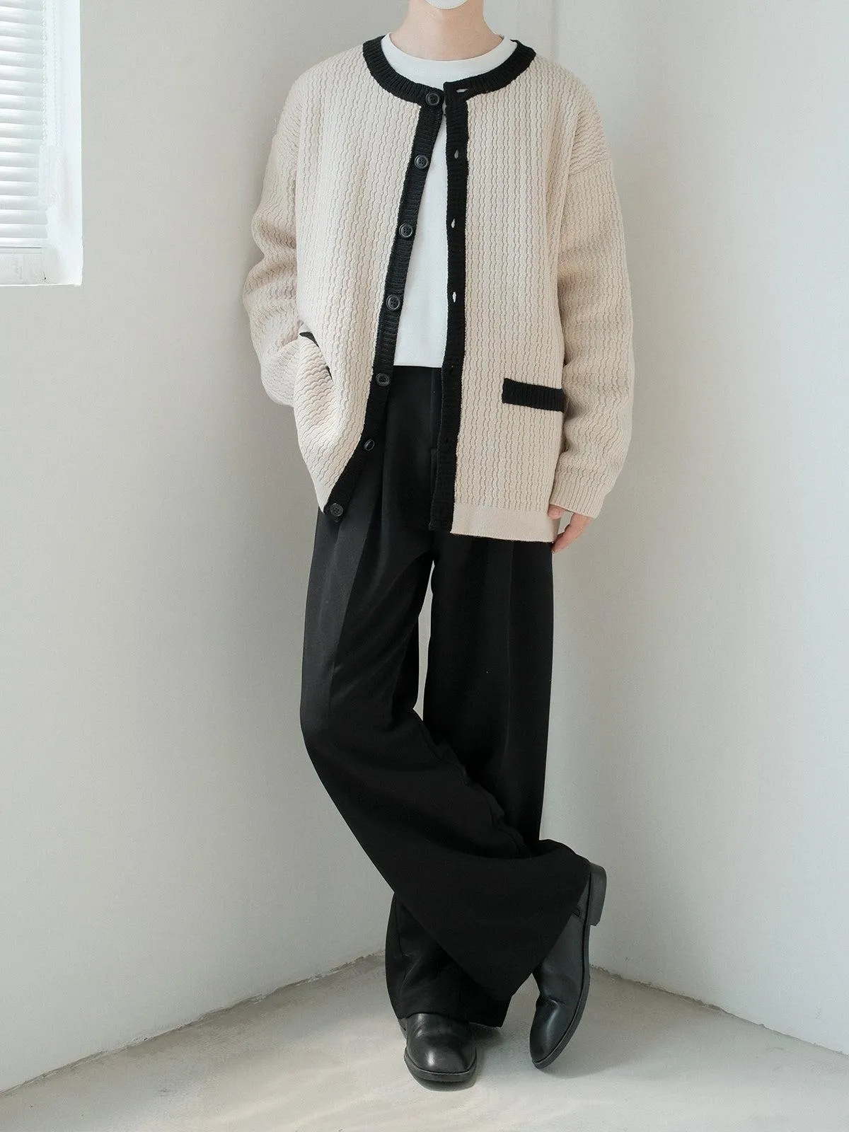 Zhou Patterned and Buttoned Knit Cardigan