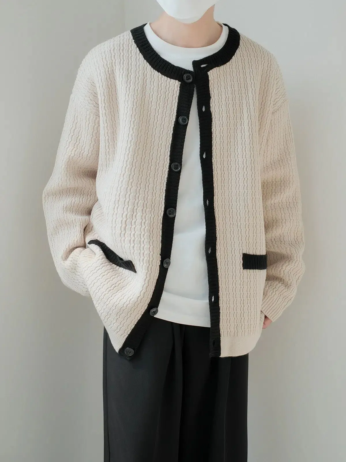 Zhou Patterned and Buttoned Knit Cardigan