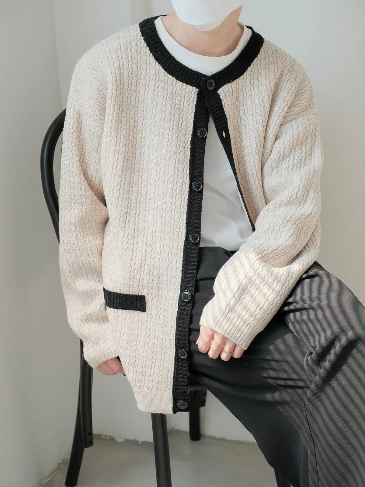 Zhou Patterned and Buttoned Knit Cardigan